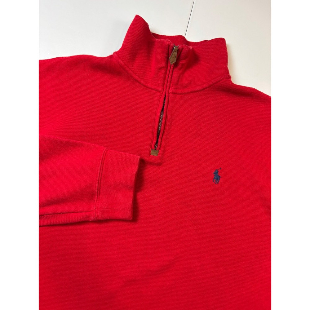 Polo Ralph Lauren Estate Rib Quarter Zip Pullover Mens L Red Pony Logo Sweater